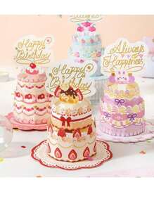1 Stück 3D Pop-Up "Alles Gute zum Geburtstag" Karte mit Tortentop - personalisierte englische Glückwünsche für Frauen, Männer, Mütter, Ehefrauen, Ehemänner, Jungen, Mädchen - Sondergelegenheit Geburtstags Deko, faltbare kreative Segenswünsche, süße Geburtstagsgeschenke