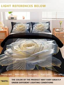 3 件套白色花朵羽绒被套（包括：1 个拉链羽绒被套 + 2 个枕套，不含内衬），涤纶面料，柔软舒适的床上用品套装，适用于卧室、宿舍、度假、露营，可机洗 - 彩色 - 查看 10