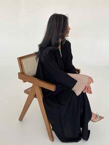 Modest Arabian Dubai Abaya Dress, Middle East Best Selling Pleated Patchwork Robe Coat For Women, Kaftan - Pink - View 3