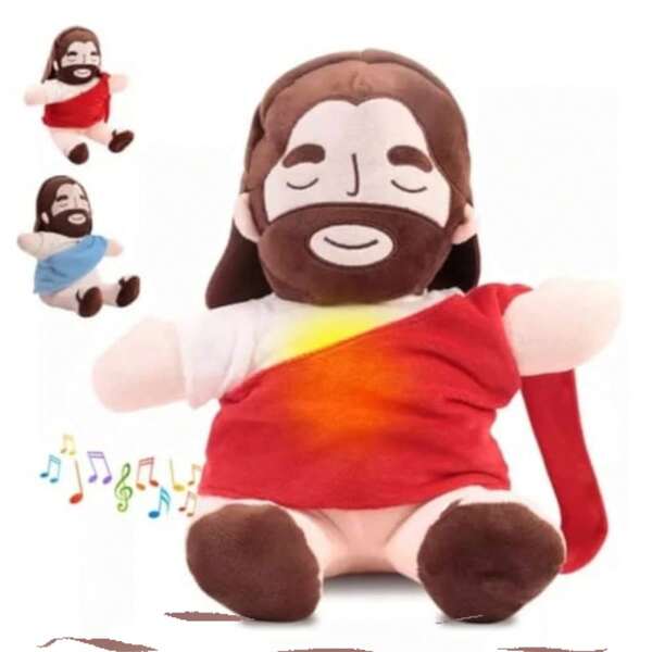 Peluche Jesús Respirador con Luz, Sonido y Simulación de Respiración, Peluche de Diosito que respira, Muñeco Dios Interactivo Relajante con Función Musical, Iluminación en el Pecho y Movimiento Suave, Juguete Confortable para Toda la Familia, Ideal para Regalo, Decoración y Descanso - Material Suave de Alta Calidad, Seguro para la Piel - Perfecto para Relajar y Dormir - Control de Encendido en el Pie, Funciona con Baterías (no incluidas), Diseño Adorable para Hogar, Habitaciones Infantiles y Espacios de Descanso Familiar MEGAN SHOP