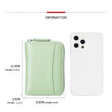 Vintage Genuine Leather Wallet Fashion Casual Solid Color Credit Card Storage Bag & Organizer Women's Simple Versatile Clutch Bag & Coin Purse For Women Wallet Mini Wallet Purse Wallet Coin Wallet - Green - View 10