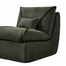 Relaxing Chair With Footrest, Floor Chair, Lazy Sofa, Meditation Chair, TV Armchair, Comfortable, For Bedroom, Chenille Fabric, White/Green - 查看 6