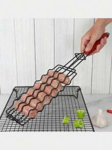 1 Stück Hot Dog Grillkorb, tragbares wiederverwendbares Outdoor Grillnetz, 6 Stück Hot Dog Grillrost, Wurst Grillnetz Clip Rack, geeignet für Familienzusammenkünfte, Outdoor-Picknick, Camping Grillen