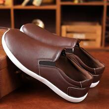Men's Casual Loafers Comfort Wide Toe Soft Daily Walking Sneakers Classic Slip On Shoes - Dark Brown - View 3
