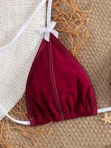 Women New Style European & American Separate Bikini Set - Red - View 4