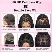 360° High Definition Full Lace Triangle Seamless Braided Wig, Boho Wavy Ends, Handmade Crochet, 36 Inch Natural Braid Wig With Baby Hair, Women Synthetic Lace Front Braided Wig, For Everyday Wear - Black - View 6