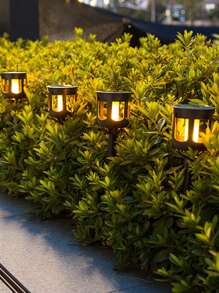 2pcs Solar Powered Flame Landscape Lights, Outdoor Waterproof LED Path Lights For Yard, Garden, Villa Decoration, Solar Charging, Energy Saving