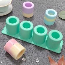 1 个 4 腔圆形冰块托盘，硅胶制冰机模具，易于释放冰块，适用于鸡尾酒、酒吧或冰咖啡杯 - 綠色 - 查看 6