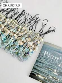 1pc Handmade Summer Breeze, Sea, Starfish, Shell, Ceramic Phone Chain, Fresh CCD Camera Lanyard, DIY Pendant, Anti-Loss Strap Gifts For Mother, Family, Friends, Birthday, Holiday Phone Charm