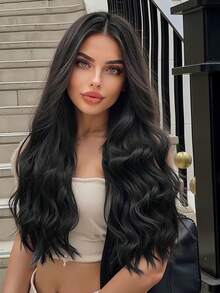 13x3.5 高清蕾丝假发 挑染棕色合成蕾丝前假发 预拔发际线 无胶 佩戴即用 26 英寸长波浪蕾丝前假发 女士 - 彩色 - 查看 5