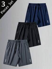 3 peças de shorts de corrida atléticos casuais masculinos, adequados para esportes de verão e atividades ao ar livre