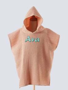 Personalized Toddler Hooded Towel Cape (1-3 Years) | Custom Name Embroidery | Soft Waffle Weave | Quick-Dry Swim & Bath Cover | Daycare Essential - Multicolor - View 9