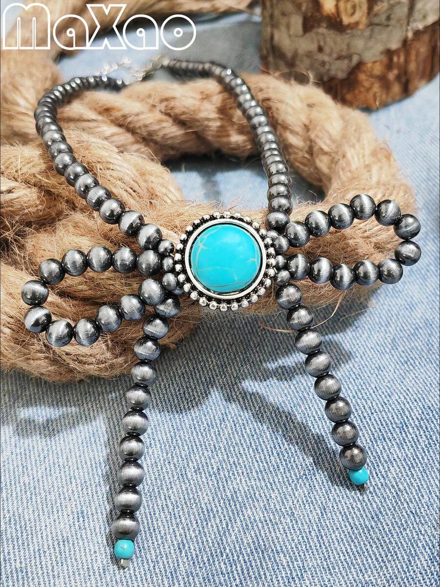 Women's Retro Style Pearl Necklace With Bow Design, Suitable For Daily Wear - Bow Beaded Necklace - View 1