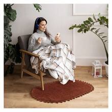 Non Slip Oval Boho Pom Bath Rug For Bathroom Bedroom, Plush Soft Absorbent Washable Shower Mat With Cute Pom Pom Decor, Terracotta 20x30 Inches Microfiber Bath Mat Safe For Kids And Pets - Multicolor - View 6