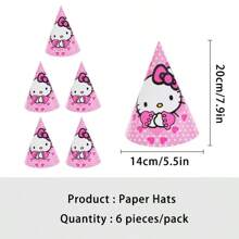 Sanrio Suministros para fiestas de cumpleaños temáticas de Anime Hello Kitty en color rosa, decoraciones de Año Nuevo como banderines, bolsas de regalo, vasos, platos y pañuelos desechables de papel