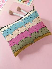 1pc Colorful Floral Bowknot Design Printed Toiletry Bag, Travel Pouch For Beach, Swimming Pool, Swimsuit, Travel Storage Bag, Cosmetic Bag, Makeup Bag, Organizer, Large Capacity Wash Bag For Lipstick, Brush, Skincare, Phone, Coins, Small Items, Multifunctional For Home, Gift, Holiday, Festival Use, Suitable For Teenagers, School Cosmetic Bag, Back To School Supplies, Cosmetics And Toiletries Storage, School Supplies, Storage Bag, Room Essentials - Multicolor - View 3