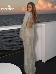 Sexy Metallic Gold Tank Top Long Skirt Knit 2 Pieces Wrap Hip Long Skirt Knit 2 Pieces Set Vacation Club Party Girl Clothing