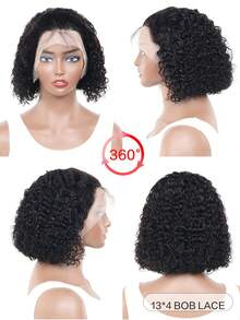 Tóc giả xoăn ngắn Tóc thật được nhổ sẵn Tóc giả BOB xoăn Tóc thật phần chữ T Tóc giả ren phía trước Tóc giả bằng tóc thật cho phụ nữ Tóc giả ren xoăn xoăn được nhổ sẵn Mặc và đi Mật độ 180 - Tự nhiên & Đen - Xem 20