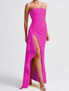 Đầm dạ hội/sinh nhật hở lưng gợi cảm, thanh lịch dành cho phụ nữ, thích hợp cho mùa xuân hè, lễ Phục sinh, lễ Thánh Patrick. - Hoa hồng đỏ - Xem 2