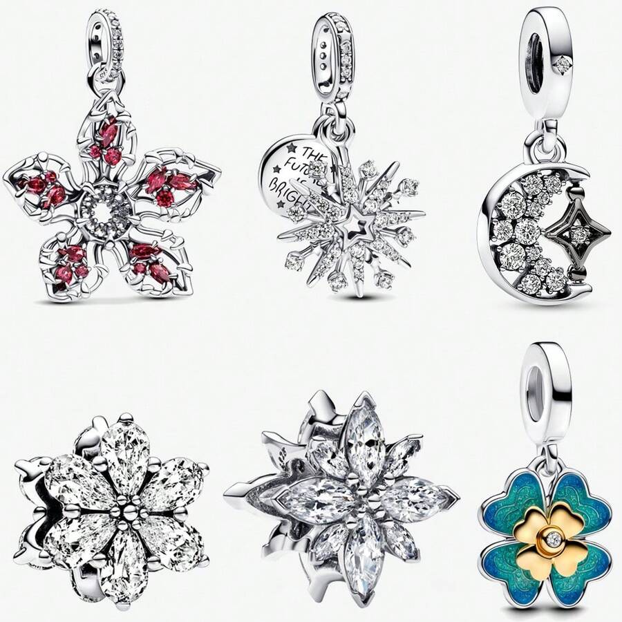 1件闪亮烟花造型食肉植物恶魔龙吊坠，镀银，适用于手链、项链、DIY首饰、生日礼物、周年纪念礼物