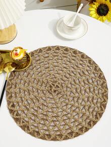 1/4 件黄麻缝制圆形波浪编织餐垫，防滑餐桌垫装饰，适用于婚礼派对、节庆庆典、野餐露营、生日宴会 - 彩色 - 查看 8