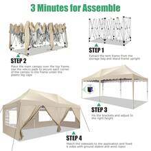CAROMA Pavilion 3x6 Folding Pavilion 3x6 Waterproof Stable, Party Tent Foldable Anti-UV 50+ Pop Up Garden Pavilion With 6 Sidewalls, 4 Sandbags, Bag With Wheels, For Weddings Parties Market