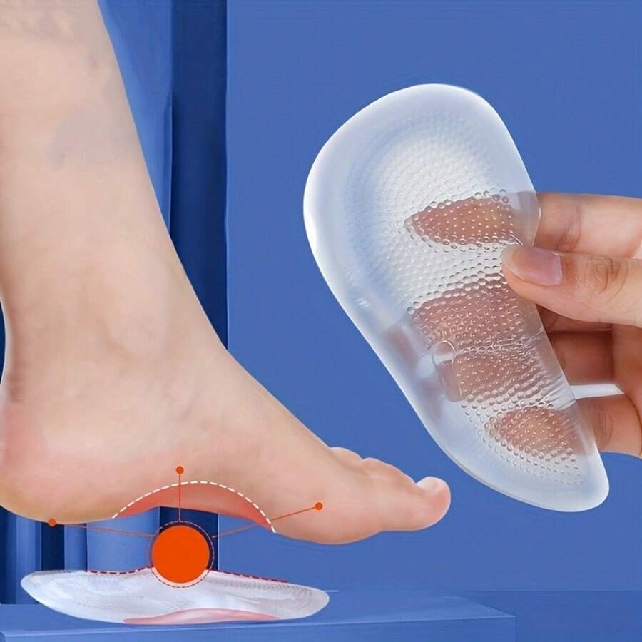前掌垫脚垫支撑垫硅胶脚底垫减震鞋垫足弓支撑垫 - 無色 - 查看 1