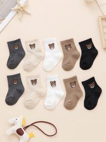 5 perechi de șosete cu design drăguț de ursuleți pentru bebeluși, șosete elastice până la jumătatea gambei, pentru copii mici, minimaliste și adorabile, primăvară/vară