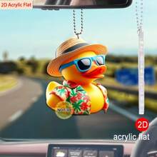 Pingente de Pato de Borracha de Cristal Plano 2D de Acrílico, Decorações Multifuncionais, Material de Cristal com Função de Chaveiro, Adequado para Espelho Retrovisor de Carro ou Bolsa, Dia das Mães, Dia dos Pais, Presente de Temporada de Formatura