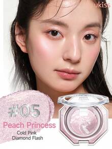 ukiss 面部粉底高光笔、腮红高光笔调色板、光泽闪光高光、自然闪亮高光、化妆照明器、轻盈、光滑、面部美容化妆 - #05 Peach Princess - 查看 7