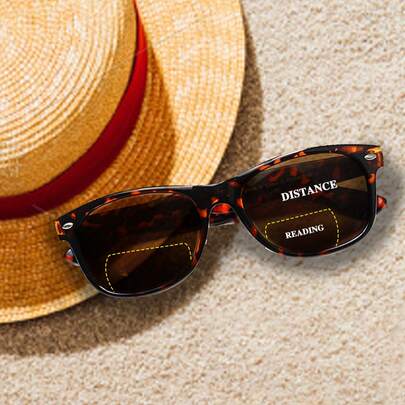 1pc Fashion Bifocal Reading Glasses With Tea-Colored Lenses, Comfortable Near And Far Vision Switch, Stylish Reading Glasses