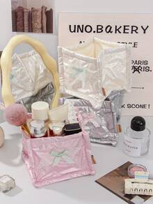 1 Piece Pink Bow Design Storage Basket,Desktop Clutter Storage Basket, Tabletop Miscellaneous Storage Basket, Lipstick Makeup Brush & Skincare Product Storage Basket, Waterproof Cosmetic Storage Basket,For Brushes And Skin Care Products Storage And Organization,Desktop Decor, Makeup Organizer Rack,Plastic Basket,Toy Basket,House Decor,Table Decor,Home Decor Items,Room Decor,Bedroom Decor,Gifts - Multicolor - View 6