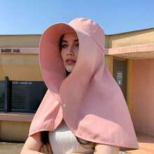 1pc Women's Summer Sun Protection Wide Brim Sun Hat With Face & Neck Covering - Multicolor - View 11