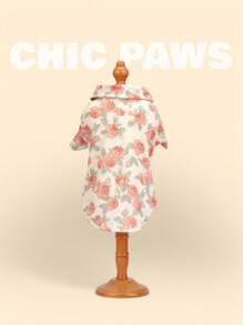 holdhoney Pet Shirt For Small Dogs & Cats, Rose Floral Print, Korean Style Cute Pet Blouse - Breathable Spring Summer Pet Clothes, Cute Pet Shirt For Small Dog Cat Puppy Kitten, Cute Cat Shirts, Dog Shirts For Small Dogs, Cute Dog Clothes - Perfect For Daily Wear, Photo Shoots, Outdoor Adventures, Birthday Parties, Pet Fashion Show, Family Gatherings