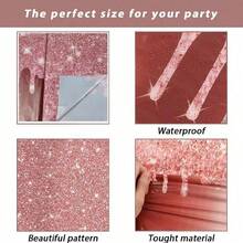 1pc Rose Gold Glittering Party Tablecloth - Suitable For Valentine's Day, Father's Day, Mother's Day, Graduation Ceremonies, Birthday Decorations