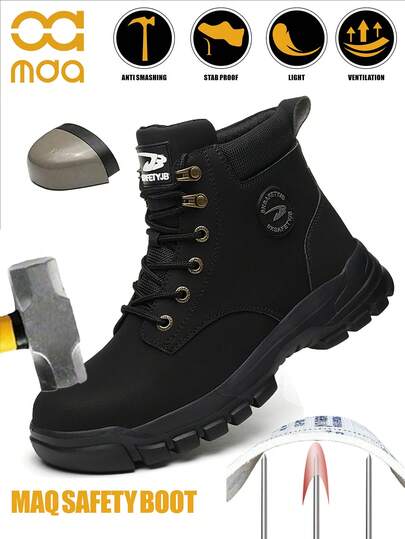 男士安全工作靴，大码高帮户外工业鞋，合成革鞋面搭配EVA鞋底，适用于建筑、采矿、徒步、狩猎等多种场合，春、秋、冬四季皆宜。