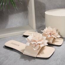 Women's Beach Flat Square Toe Non-Slip Sandals - Apricot - View 6