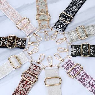 波西米亚可调节包带 - 刺绣肩带，适用于斜挎包、单肩包、节日和旅行，1.5 英寸宽，多色花朵图案