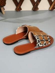 Sandalias planas de tacón abierto con hebilla, tipo slip-on, estilo de moda europeo y americano, nuevo verano 2025