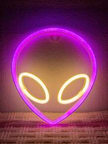 1pc Alien Neon Light, LED Atmosphere Lamp Room Decor Unique Shaped Light, Bedside Desk Decor, Decorative Ambient Light, Boy's Bedroom Decor, Memorialize Family, Or Birthday/Holiday Gift For Couples, Partner, Family, Friend - Personalized, Distinctive Ideal Present