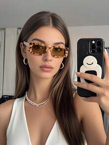 Joivida 4 件装女士小方框可爱浅黄色、粉色、绿色组合学校旅行时尚眼镜套装适合夏季海滩度假、户外、旅行 - 彩色 - 查看 12