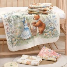 双层纱布新生儿襁褓毯，A 级棉质婴儿襁褓毯，印花襁褓包巾