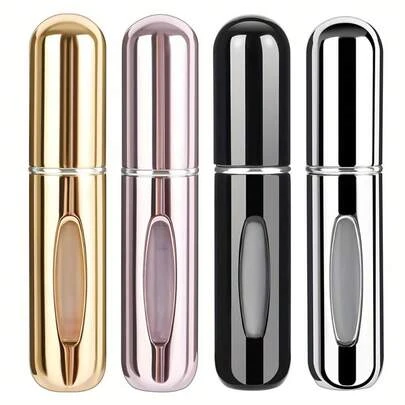 1/4/5个装便携式香水喷雾瓶 - 防漏铝合金5毫升喷雾器，旅行必备，可重复灌装设计