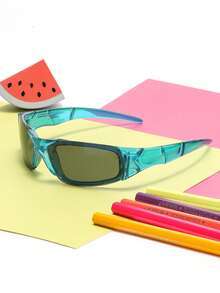 1pc Kids Fashionable Colorful Sports Goggles, Outdoor Cycling Rimless Connected Fashion Glasses, Cute & Personalized For Baby - Multicolor - View 16