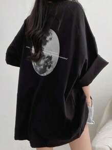 Japanese Style Women Loose Fit Casual Versatile Printed Short Sleeve T-Shirt