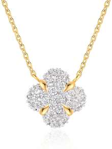 1 pieza Collar con colgante de trébol de cuatro hojas de circonita, joyería de plata de ley 925 para mujeres, elegante y adecuado para uso diario, regalo de cumpleaños - Collar con colgante de trébol de cuatro hojas - Ver 2