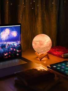 Lampada a forma di luna da 12cm, lampada d''atmosfera creativa per comodino, globo lunare in legno con 7 colori cangianti per camera da letto, decorazione per la casa, luce notturna LED, regalo di compleanno per ragazzi e ragazze, disponibile in 8cm/10cm/14cm/giallo/7 colori