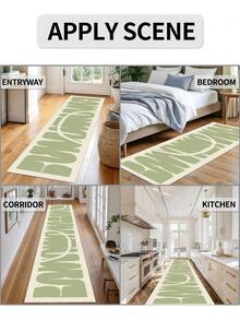 1 Piece Green Carpet, Modern Minimalist Geometric Style, Hall Carpet, Rectangle Crystal Velvet Carpet, 1000g/M², Anti-Slip Washable, Decorative For Home, Living Room, Kitchen, Dining Room, Office, All Season - Green - View 2