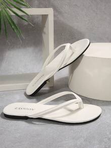 Women's French Open Toe Slippers, Sweet Fairy-Like Style, Versatile, Beach Vacation, Non-Slip Soft Bottom Beach Sandals, Suitable For Dates, Gatherings, Parties And Casual Daily Wear, Summer,Flip Flops - White - View 7