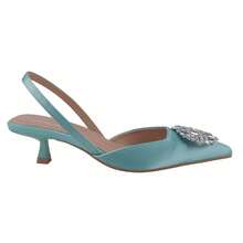 Women's Low Toe Slingback Square Buckle Heeled Sandals Stiletto Heels Slip On Party Dress Shoes Summer Shoes - Màu xanh Bạc hà - Xem 2